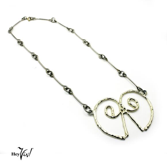 Vintage Statement Necklace w Unusual Gold Center Piece and Chain 21" - Hey Viv - Picture 1 of 5